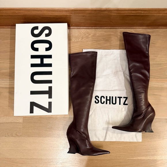 Sienna Over The Knee Cherry Wine Schutz Boots - Picture 3 of 13